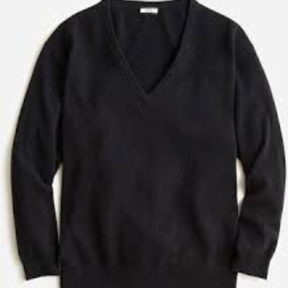 NEW J CREW Women's Black Cashmere Relaxed V-neck Sweater Size Extra Small - Picture 2 of 3